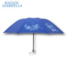 Cores brilhantes Prata Colloid Top Quality Folding Sun Barato Impresso Flor Impresso Promoção Guarda-chuva para As Mulheres